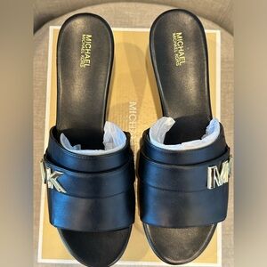 Michael Kors Jilly Platform Wedge Slide 10 M Black NIB